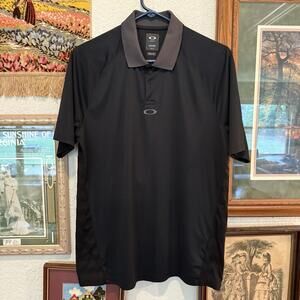 Vintage Oakley Hydrolix Black Striped Designer Mens Golf Polo Shirt Size Medium